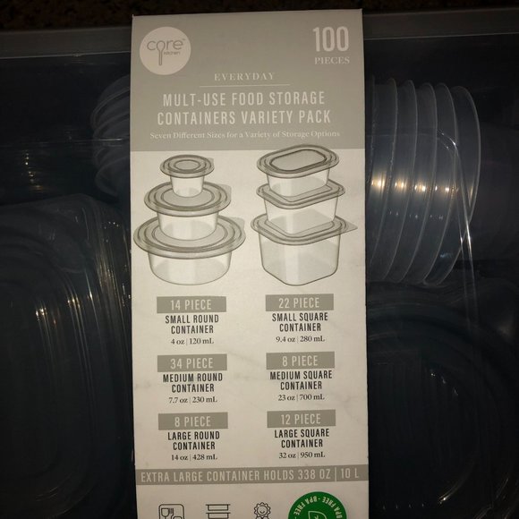 Core Multi-Used Food Storage Containers Variety Pack Gray Clear NEW 100 Pcs - Picture 15 of 16